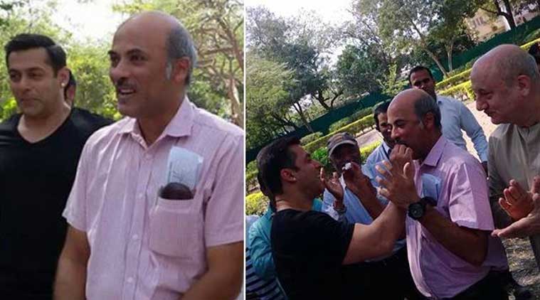 Salman celebrates Barjatya birthday on set